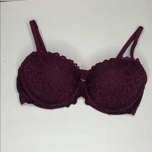 PINK Victoria Secret Lace Burgundy Push up Bra34D